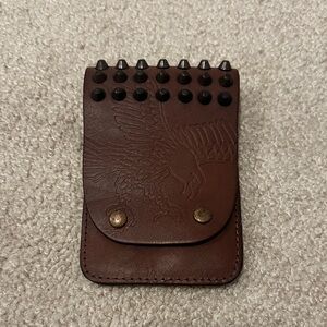 Free People Brown Leather Studded Card Holder